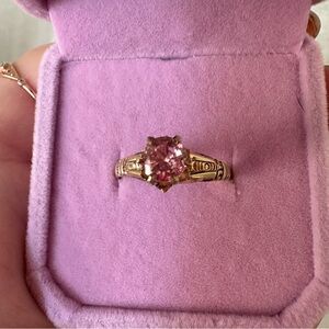 14k yellow gold antique sweet princess pink ring